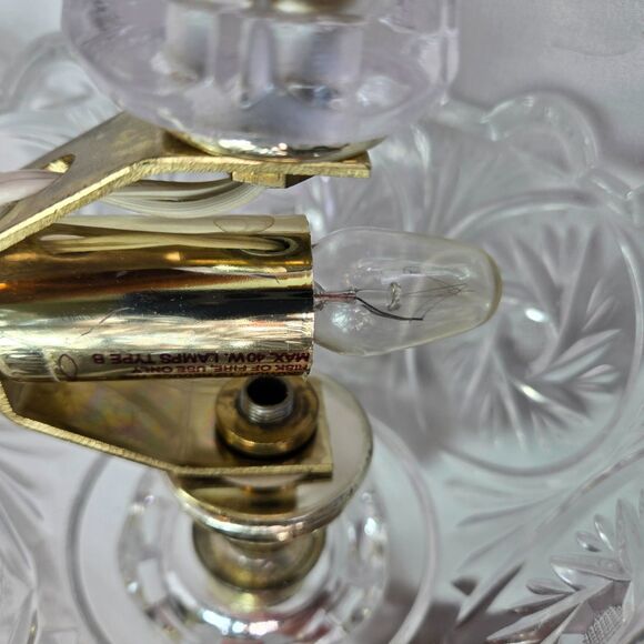 Boudoir Cut Glass Crystal Brass Night Light Dresser Lamp Vintage 11" Pinwheel - Picture 11 of 16